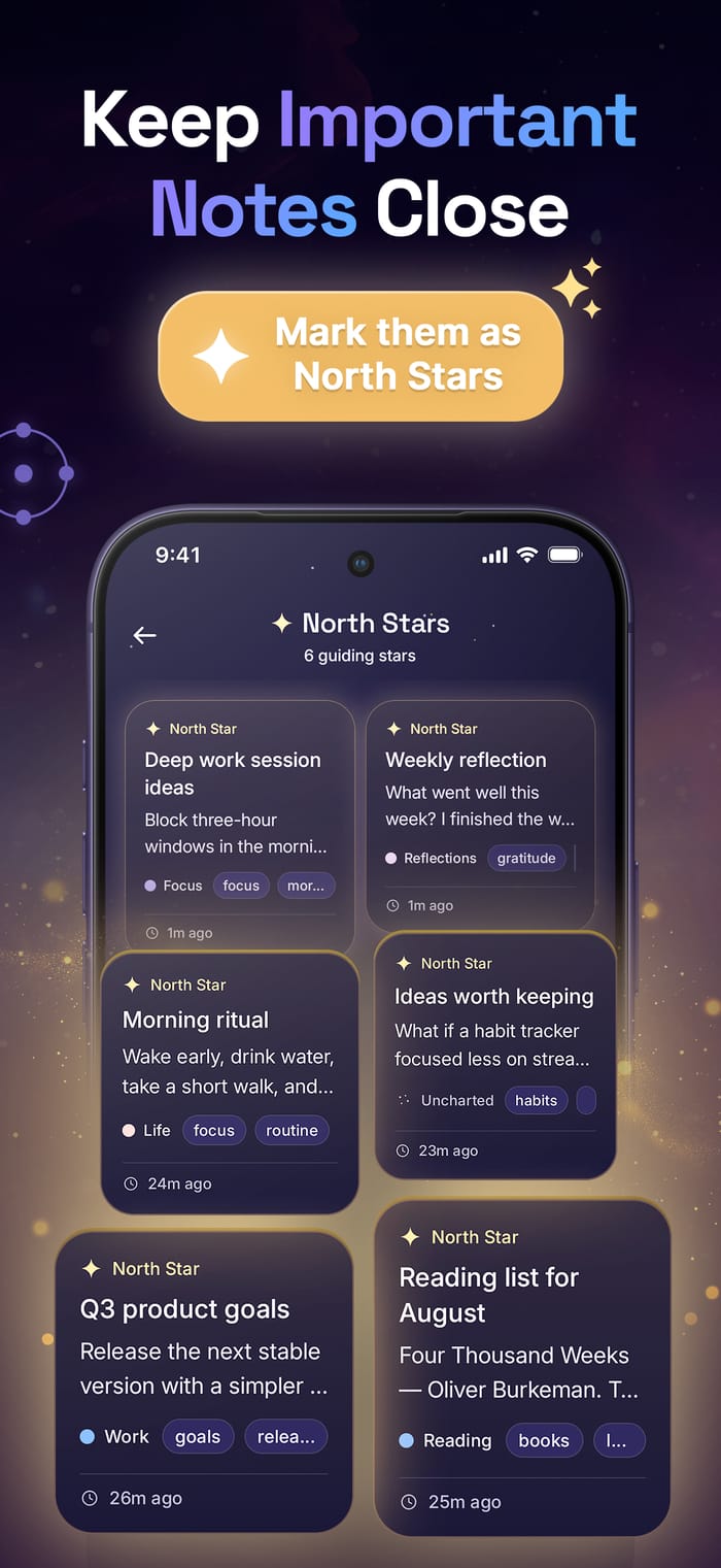 Nebula Notes North Stars screen
