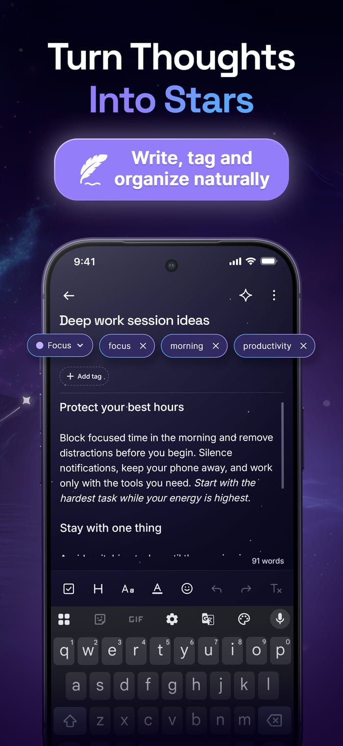 Nebula Notes note editor